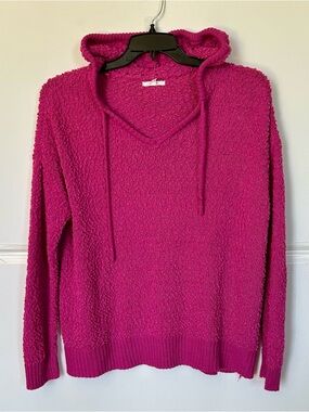 Maurices Plush Fuchsia Hooded Pullover Sweater for women.